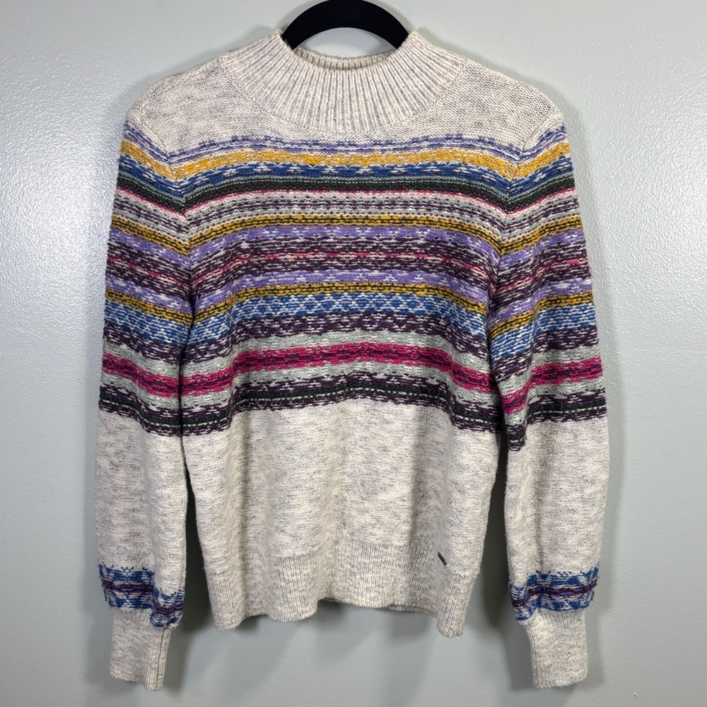 Abercrombie & Fitch‎ Womens Fair Isle Mock Neck Sweater Gray Multi Small